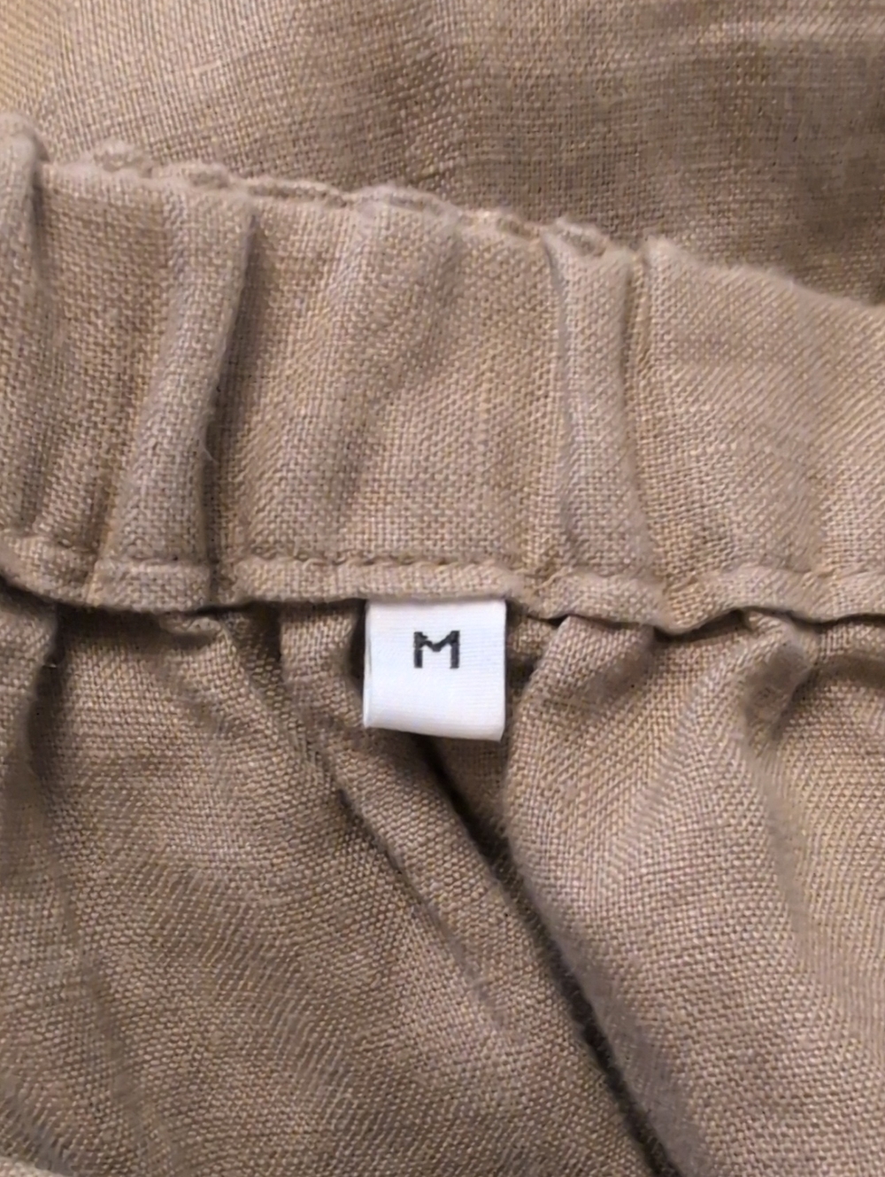 100% Linen Tan Long Skirt Sz Medium Pockets Soft Cottagecore - Picture 6 of 7